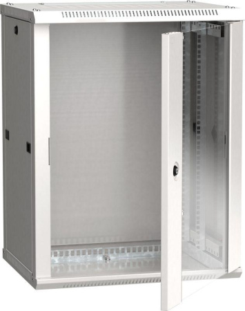 Шкаф 19 дюйм LINEA W 18U 600х450мм настен. стекл. дверь RAL7035  LWR3-18U64-GF