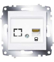 Розетка компьютерная 1-м Cosmo RJ45 кат.6 + гнездо механизм бел.  619-010200-247