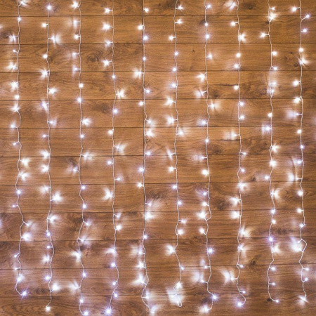 Гирлянда светодиодная "Светодиодный Дождь" 1.5х1.5м LED бел. свечение с динамикой провод прозр. 230В  235-015