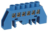 Шина N ноль в комбинированном изоляторе на DIN-рейку ШНИ-8х12-6-Д син. NO-224-109  Б0062914