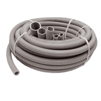 Труба гофрированная ПВХ легкая d63мм без протяжки сер. (уп.15м)  16300