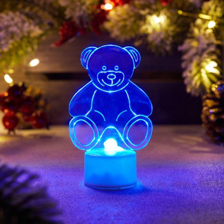 Фигура светодиодная "Мишка 2D" 1LED RGB 0.1Вт IP20 на подставке элементы питания 3хAG13(LR44) (в компл.)  501-047