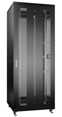 Шкаф монтажный телекоммуникационный напольный ND-05C-42U80/80-BK 19дюйм для распред. и серверн. оборудования 42U 800х800х2055мм передн. и задн. перфорир. двери ручка с замком черн. (RAL 9004)  8567c