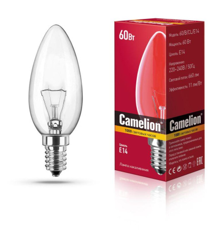 Лампа накаливания MIC B CL 60Вт E14  9870