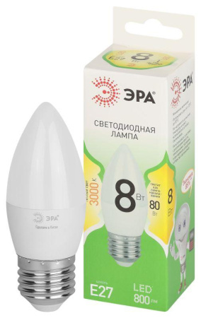 Лампа светодиодная GREEN LINE B35-8W-830-E27 GL E27 8Вт свеча свет тепл.  Б0067088