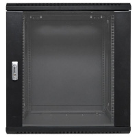 Шкаф настенный 19дюйм TERACOM PRO 12U 600х450мм дверь стеклянная с замком-ручкой черн.  TRP-WLL-1264-40B