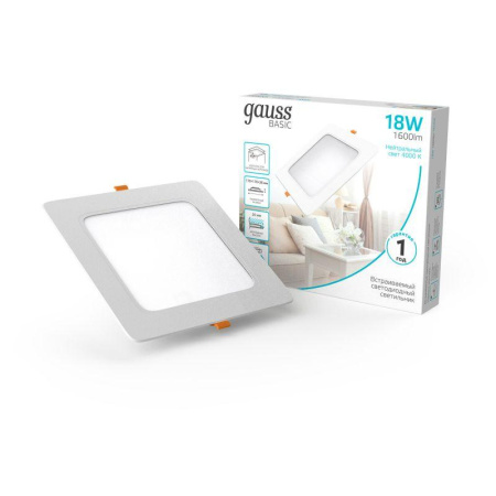 Светильник светодиодный Basic Downlight 18Вт 4000К IP20 1600лм 170х26 170-260В монтаж. квадрат бел. 1/60  9031420218