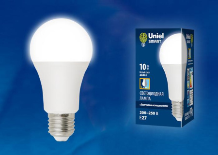 Лампа светодиодная LED-A60-10W/4000K/E27 /PS PLS10WH 10Вт матовая 4000К нейтр. бел. E27 с датчиком освещенности (упак. картон)  UL-00005710