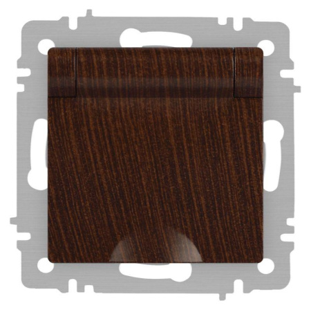 Розетка Accent 6-203-10 2P+E Schuko с крышкой 16А-250В IP20 СУ AL/CU венге  Б0063454