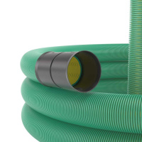 Труба гофрированная двустенная ПНД гибкая дренажная d90мм без фильтра SN8 перфорация 360град. зел. (уп.50м)  140990-8K