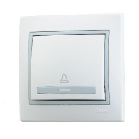 Кнопка звонка Mira с сер. вставкой бел.  701-0215-103