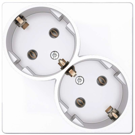 Розетка 2-м СП  24 16А IP20 2х2P+E Schuko без защ. шторок механизм бел.  2450459-030