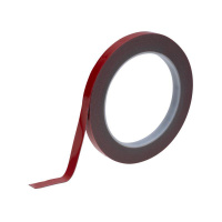 Скотч двухсторонний 9ммх5м красн. на сер. основе  09-6009