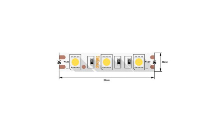 Лента светодиодная стандарт 5050 60LED/м 14.4Вт/м холод. бел. 12В IP20 со скотчем 3М (уп.5м)  00-00007265