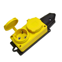 Колодка удлинителя 2-м 1ф с заглушками компакт каучук желт.  3082