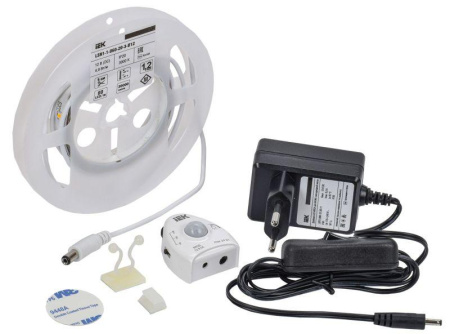 Комплект светодиодной подсветки "Сделай сам" DIY (лента LED 1.2м LSR-2835WW60-4.8-IP20-12В + драйвер + датчик движения)  2LSR1-1-060-20-1-D12-S3