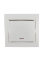 Выключатель 1-кл. СП Mira 10А IP20 с подсветкой с бел. вставкой бел.  701-0202-111