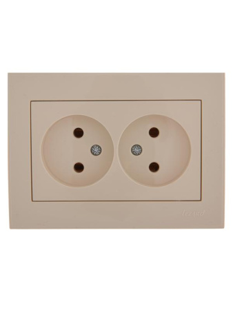 Розетка 2-м СП Rain 16А IP20 без заземл. керамика крем.  703-0303-128