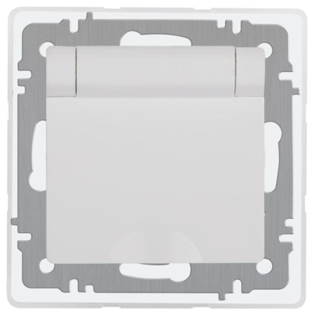 Розетка  Accent 6-209-01 2P+E Schuko с крышкой штор. 16А-250В IP44 СУ AL/CU бел.  Б0063553