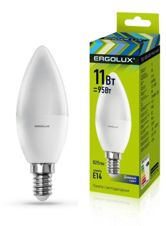 Лампа светодиодная LED-C35-11W-E14-6K 11Вт свеча 6500К холод. бел. E14 180-240В  13620