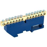 Шина "N" нулевая с синим изолятором на DIN-рейку 6x9мм стойка бол.14 групп  11-2343