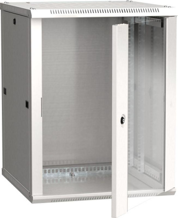 Шкаф 19 дюйм LINEA W 12U 600х600мм настен. стекл. дверь RAL7035  LWR3-12U66-GF