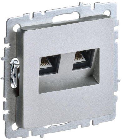 Розетка компьютерная двойн. СП RJ45 кат.5E BRITE РК10-2-БрА механизм алюм.  BR-K20-1-K47