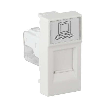 Розетка компьютерная 1-м RJ45 1А IP20 45х22.5 модульная бел.  АДЛ 13-902