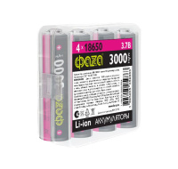 Аккумулятор 18650 3.7В Li-Ion 3000мА.ч без платы защиты PB-4 (уп.4шт)  5059863