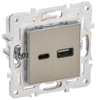 Розетка USB A+C 18Вт SKANDY SK-R13N никель  SK-U22-018-K50
