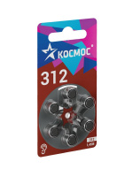 Элемент питания воздушно-цинковая для слуховых аппаратов ZA312 (312 PR41 DA312 V312A) 1.45В (уп.6шт)  KOCZA-312BL6