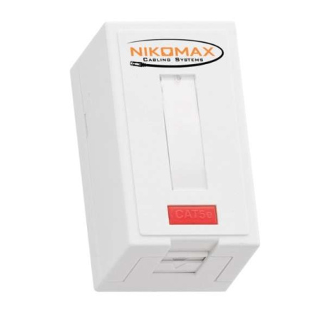 Розетка 1 порт кат.5E (класс D) 100МГц RJ45 (8P8C) FT-TOOL/110/KRONE T568A/B неэкранир. со шторкой бел.  NMC-WO1UD2-FT-ST-WT
