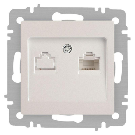 Розетка Accent 6-303-06 информационная RJ45 IP20 СУ перламутр.  Б0063636
