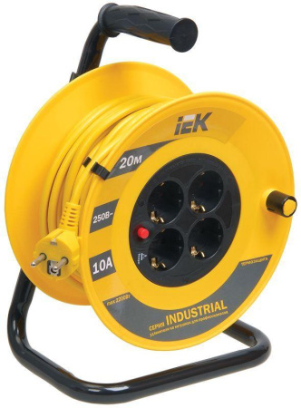 Удлинитель на катушке 4х20м с заземл. 10А IP20 Industrial УК20 3х1 термозащита  WKP14-10-04-20