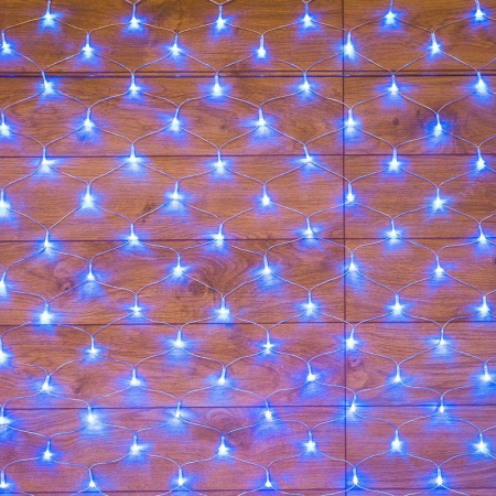 Гирлянда светодиодная "Сеть" 1.8х1.5м 180LED син. 15Вт IP20 провод ПВХ прозр.  215-133