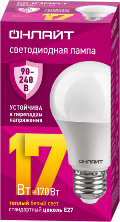 Лампа светодиодная 90 533 OLL-A60-17-230-2.7К-E27 PRO 90-240В  90533