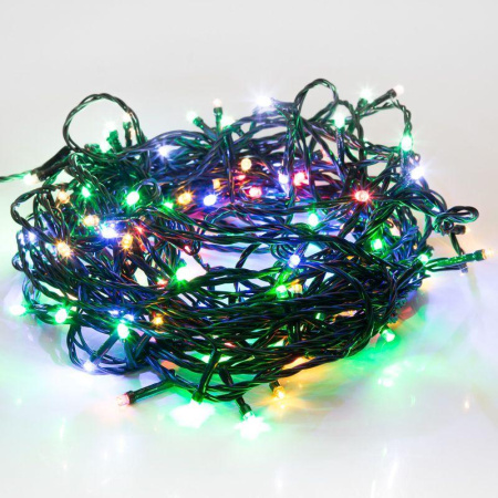 Гирлянда светодиодная "Твинкл Лайт" 6м 40LED мультиколор 5.1Вт 220-240В IP20 с контроллером 8 режимов провод ПВХ темн. зел.  303-029