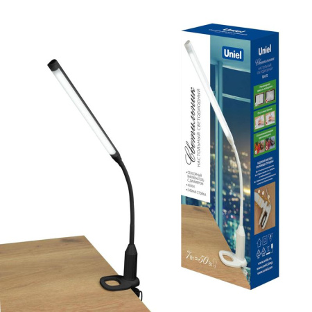Светильник светодиодный TLD-572 Black/LED/500Lm/4500K/Dimmer настольный на струбцине 7Вт сенс. выкл. диммер. черн.  UL-00008664