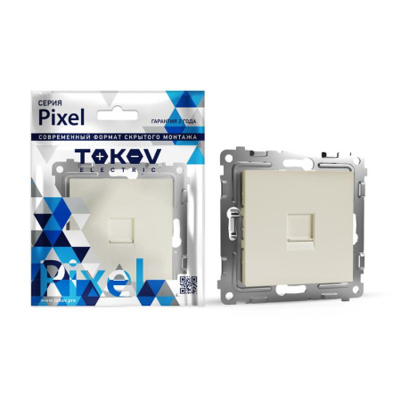 Розетка компьютерная 1-м СП Pixel RJ45 кат.5E механизм беж.  TKE-PX-RC1-C02