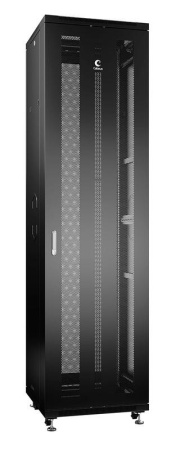 Шкаф монтажный телекоммуникационный напольный ND-05C-47U60/100-BK 19дюйм для распред. и серверн. оборудования 47U 600х1000х2277мм передн. и задн. перфорир. двери ручка с замком черн. (RAL 9004)  8537c
