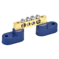 Шина "N" нулевая 6х9мм на двух угловых синих изоляторах 4 группы  11-2324