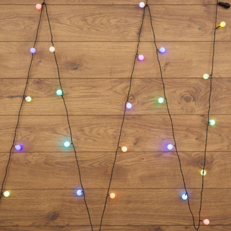 Гирлянда светодиодная "Шарики" 5м d25мм 25LED RGB 6Вт 220-240В IP20 провод ПВХ темн. зел.  303-559