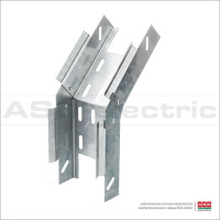 Лоток угловой вертикальный ЛУНПц300х100-135 S=1.2мм поворот вниз перф. оцинк.  EI-01.09.41.071