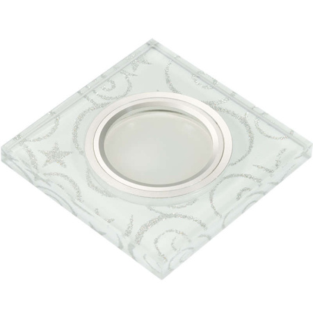 Светильник декоративный Luciole DLS-L203 GU5.3 CHROME/WHITE GU5.3 встраив. квадрат доп. светодиод. подсветка 3Вт без лампы основание метал. хром отделка стекло с серебр. на бел. фоне  UL-00000378