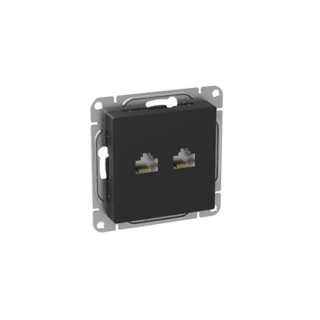 Розетка компьютерная 2-м СП Эпика RJ45 кат.5 механизм черн.  UP1-SOB-2RJ45-5