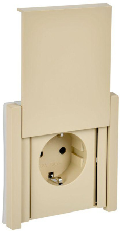 Розетка СП FORTE&PIANO 16А IP44 FP421 с заземл. защ. шторки с крышкой винт. крепл. ваниль  FP-R16-16-44-K10