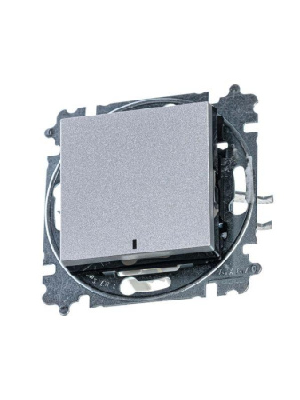 Выключатель 1-кл. СП Levit IP20 с подсветкой серебр./дым. черн.  2CHH590146A6070