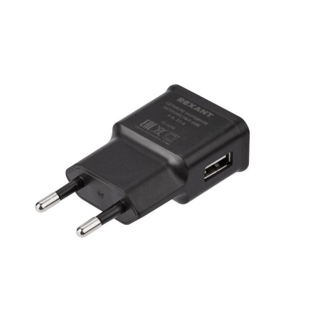 Устройство зарядное сетевое USB 5В 2.1A черн.  16-0274