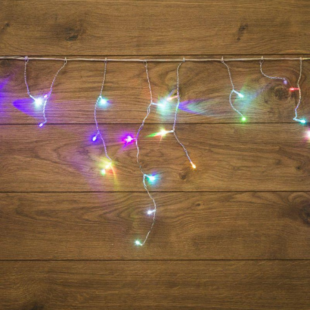 Гирлянда светодиодная "Айсикл" (бахрома) 1.8х0.5м 48LED RGB 4.1Вт 230В IP20 провод прозр.  255-009