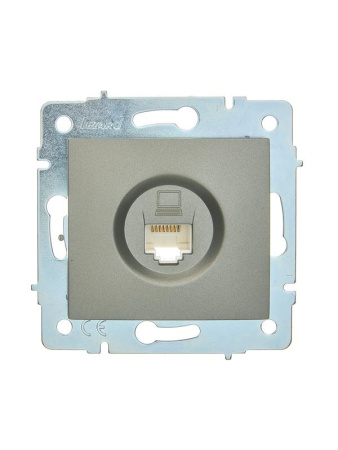 Розетка компьютерная 1-м СП ASTI IP20 RJ45 механизм Cat 5e платина.  7081-3588-139